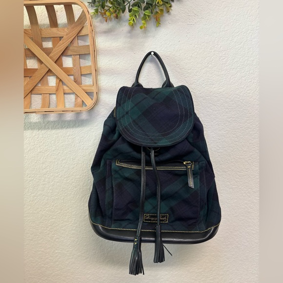 DOONEY & BOURKE vintage TARTAN DRAWSTRING BACKPACK-and db Green Retail $598 - Picture 1 of 6